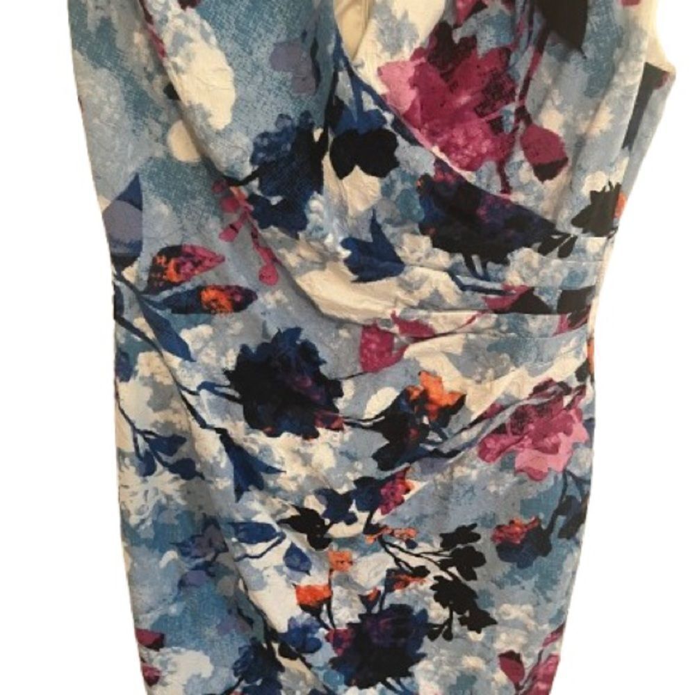 Adrianna Papell Blue Ruched Sheath Cocktail Dress
